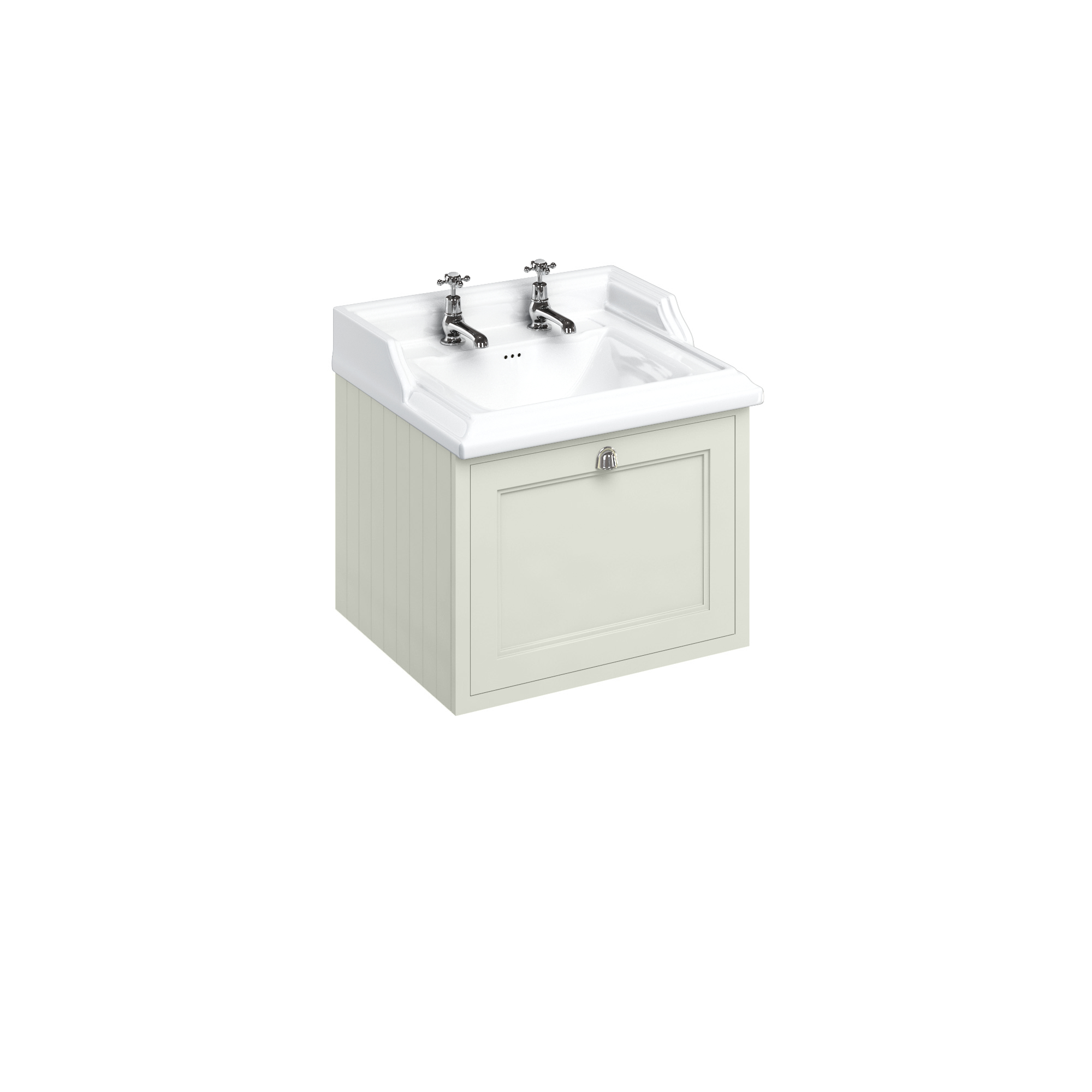 Wall Hung 65 Vanity Unit single drawer - Sand and Classic basin 2 tap holes
